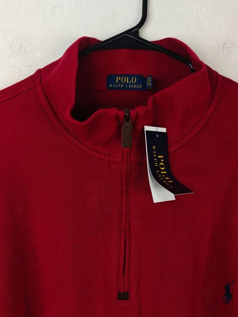 NWT Polo Ralph Lauren Men's Red Quarter-Zip Pullover Sweater Size 3XLT Cotton Kn